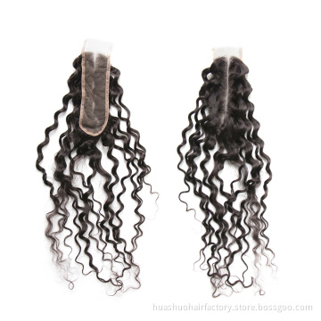 Brazilian Pre Plucked Bleached Knots Natural Color Middle Part Line Deep Wave 2X6 Kim K Lace Closures